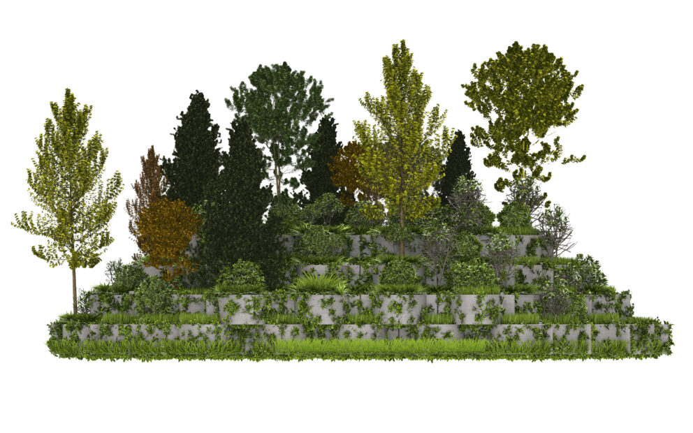 Flettemur med vegetasjon 2