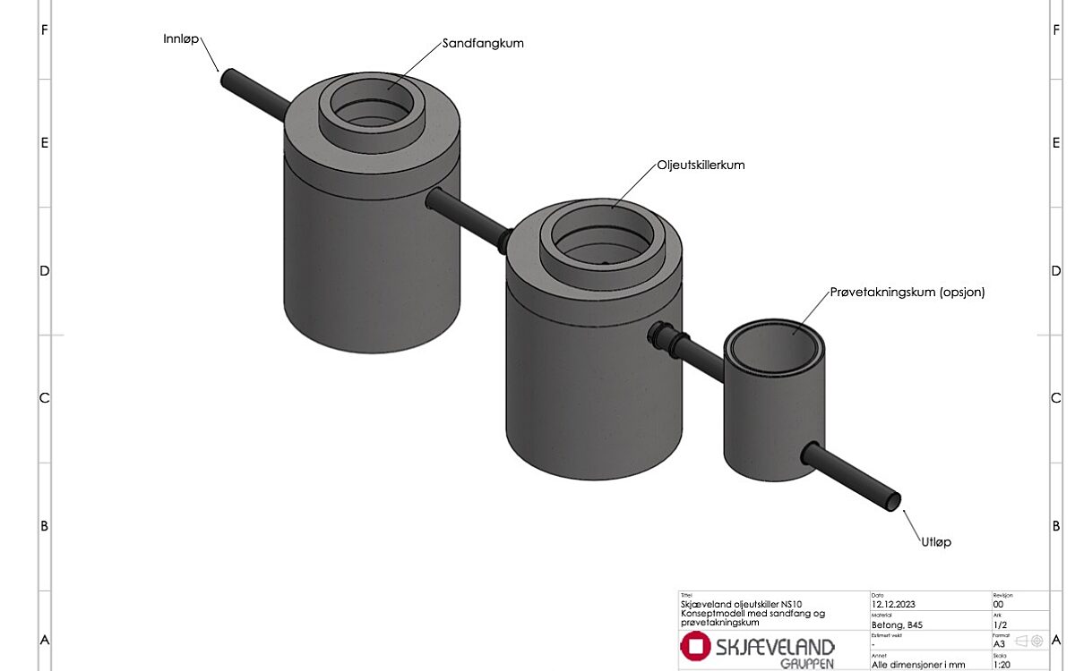 Skjæveland oljeutskiller NS10 DN1200 konseptmodell